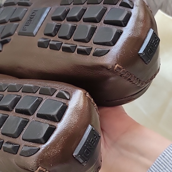 FENDI Zucca Moccasin Logo Leather Loafer for Men - Picture 11 of 17